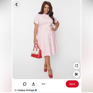 Pink Heart Button Retro Dress♥️